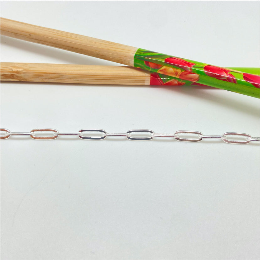 CP136 Cadena Cartier 40 cm más extensor de 5 cm Eslabón 9x4 mm Cadena Terminada Baño Plata Cadenas Bañadas hecho de Bronce Bañado en Plata 50 ml Joyas Bañadas en Plata