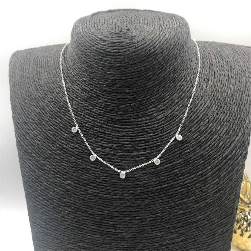 CP57 Collar 5 Circones Cadena Cartier Cadena Baño Plata Cadenas Bañadas en Oro y Plata hecho de Bronce Bañado en Plata 50 ml