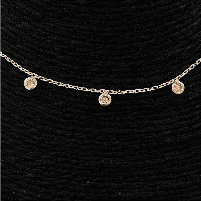 CP57 Collar 5 Circones Cadena Cartier Cadena Baño Plata Cadenas Bañadas en Oro y Plata hecho de Bronce Bañado en Plata 50 ml
