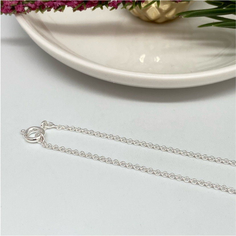 CP73 Rolo 0.3 mm 45 cm terminada Cadena Baño Plata Cadenas Bañadas en Oro y Plata hecho de Bronce Bañado en Plata 50 ml Joyas Bañadas en Plata