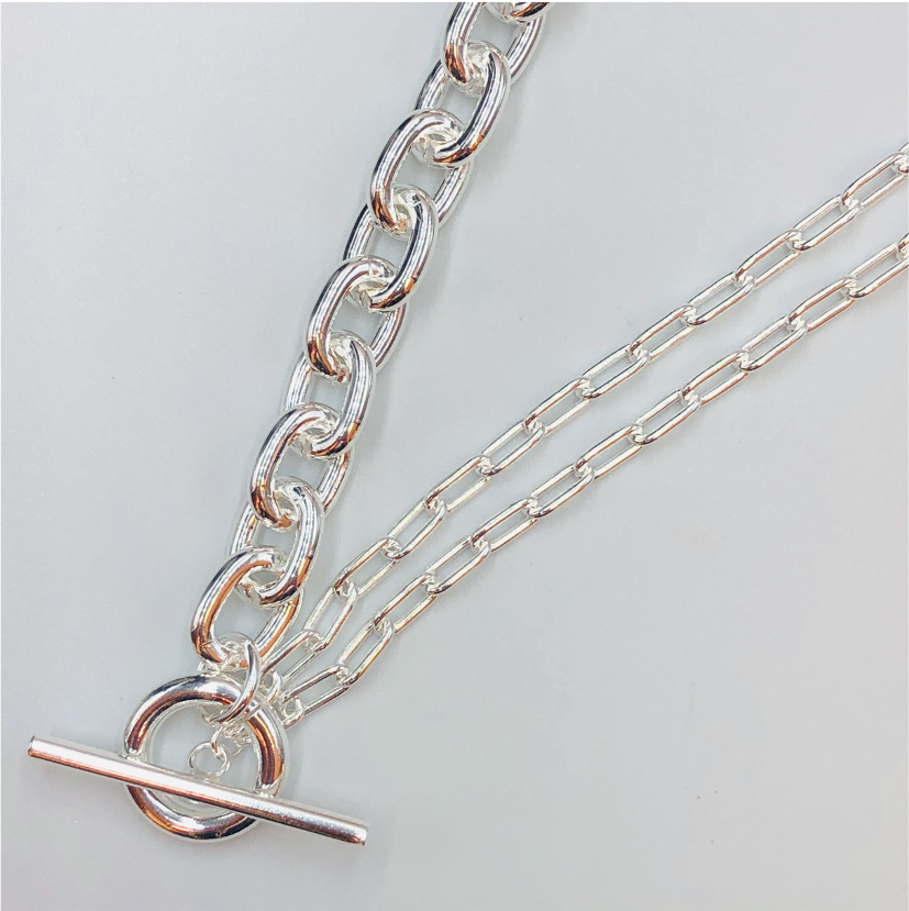CP88-Cadena-Terminada-Candado-Eslabon-Medio-12-mm-y-Doble-Cadena-Cartier-6-mm-Cierre-OT-Largo-60-cm-Cadena-Baño-Plata