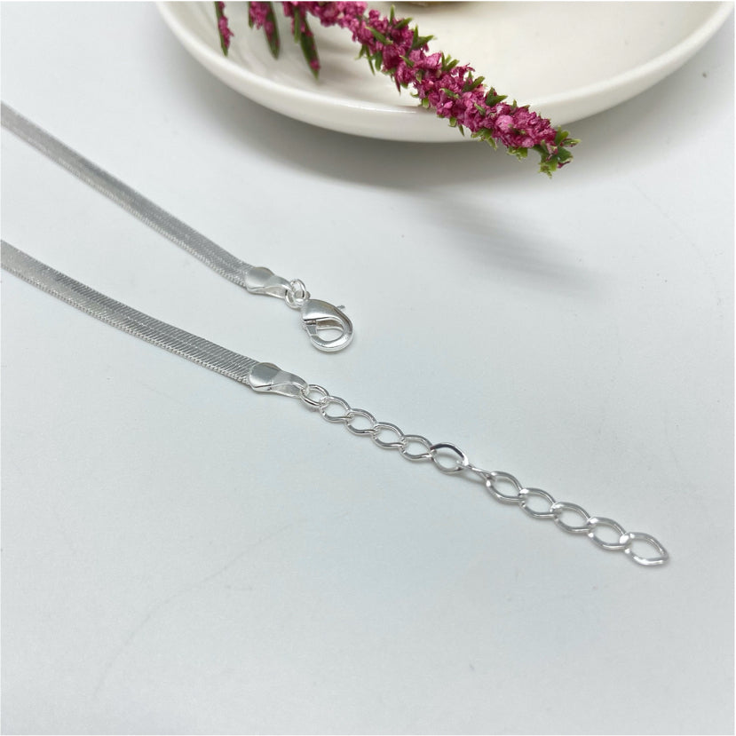 CP91 Cadena Cinta Gruesa 4 mm más extensor de 5 cm Cadena Baño Plata Cadenas Bañadas hecho de Bronce Bañado en Plata 50 ml Joyas Bañadas en Plata