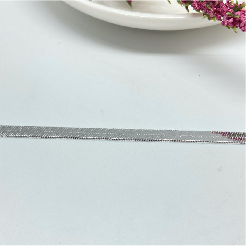 CP91 Cadena Cinta Gruesa 4 mm más extensor de 5 cm Cadena Baño Plata Cadenas Bañadas hecho de Bronce Bañado en Plata 50 ml Joyas Bañadas en Plata