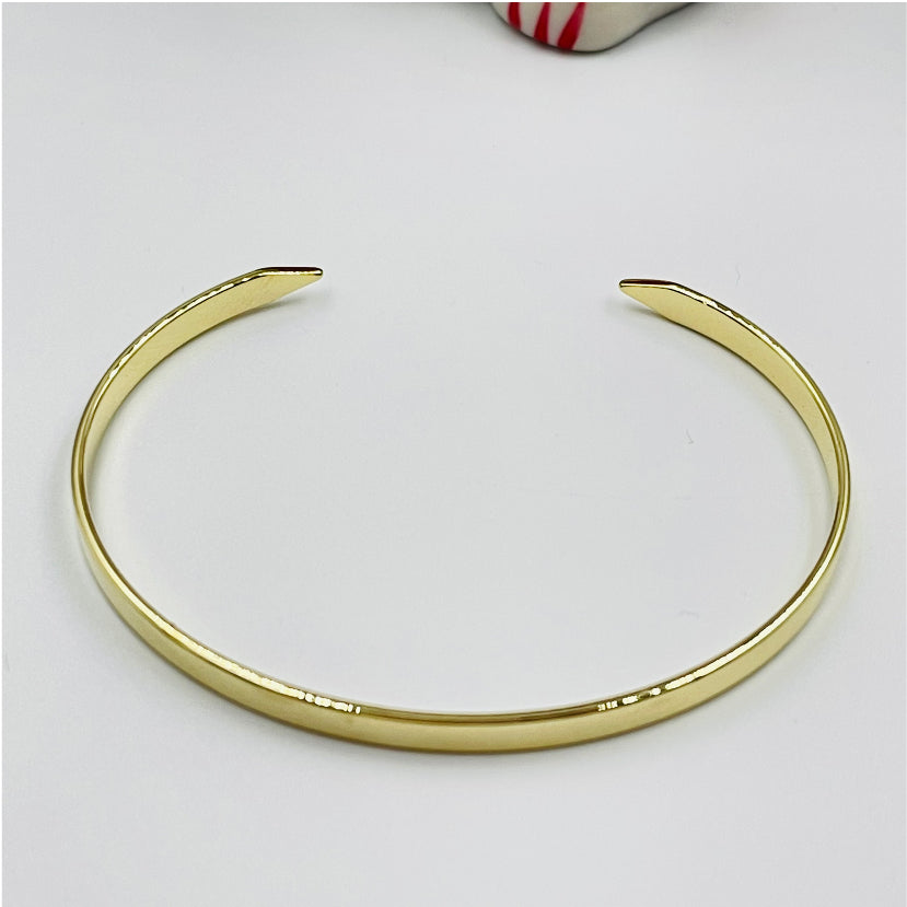 EO04 Esclava Lisa 3 mm terminación en puntas Esclava Baño Oro Pulseras y Esclavas Bañadas en Oro y Plata hecho de Bronce Bañado en Oro 18K Joyas Bañadas en Oro
