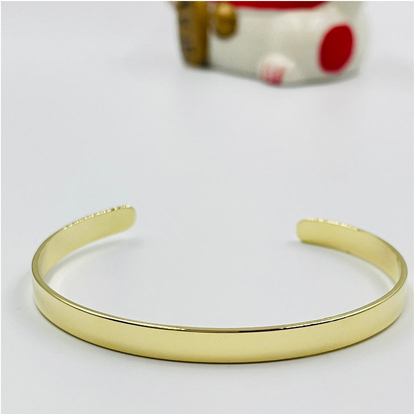 EO06 Esclava Lisa 5 mm terminación en punta redonda Esclava Baño Oro Pulseras y Esclavas Bañadas en Oro y Plata hecho de Bronce Bañado en Oro 18K Joyas Bañadas en Oro