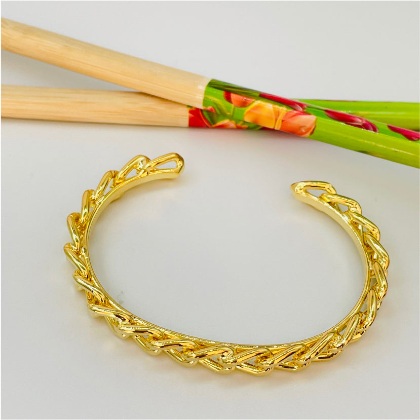EO14 Esclava de cadena ancho 7 mm 47x65 mm Esclava Baño Oro Pulseras y Esclavas Bañadas en Oro y Plata hecho de Bronce Bañado en Oro 18K Joyas Bañadas en Oro