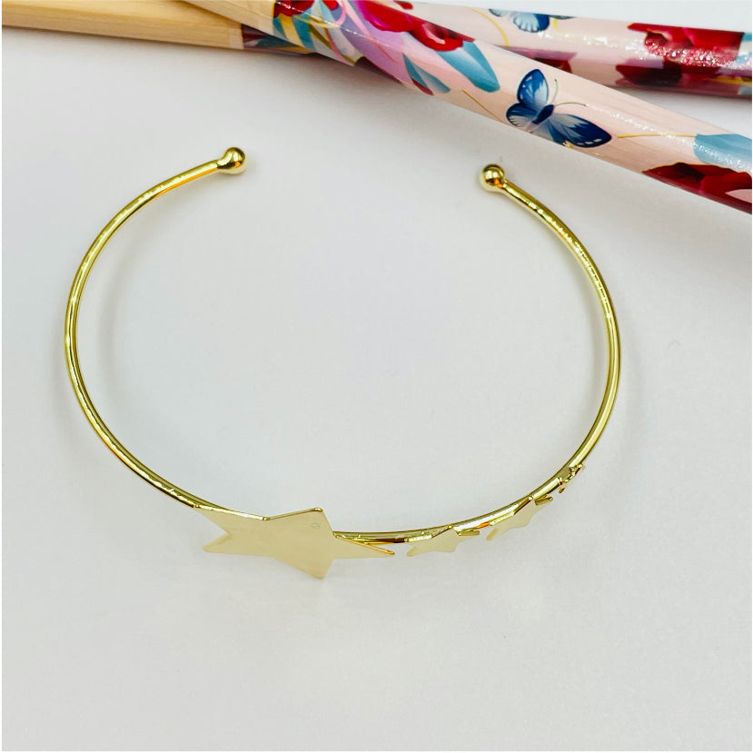 EO17 Esclava 4 Estrellas 20 mm la más grande 65x50 mm Esclava Baño Oro Accesorios Varios hecho de Bronce Bañado en Oro 18K Joyas Bañadas en Oro