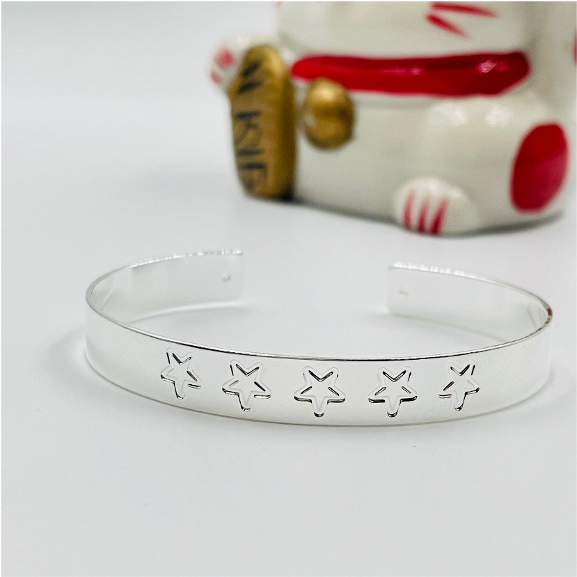 EP03 Esclava Estrellas Esclava Baño Plata Pulseras y Esclavas Bañadas en Oro y Plata hecho de Bronce Bañado en Plata 50 ml Joyas Bañadas en Plata