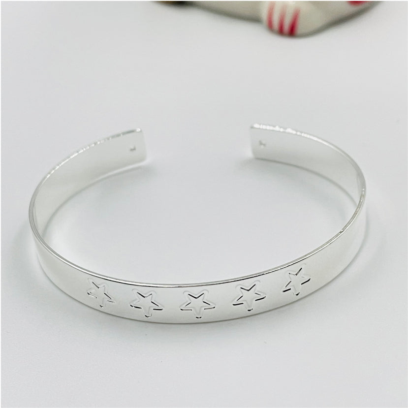 EP03 Esclava Estrellas Esclava Baño Plata Pulseras y Esclavas Bañadas en Oro y Plata hecho de Bronce Bañado en Plata 50 ml Joyas Bañadas en Plata