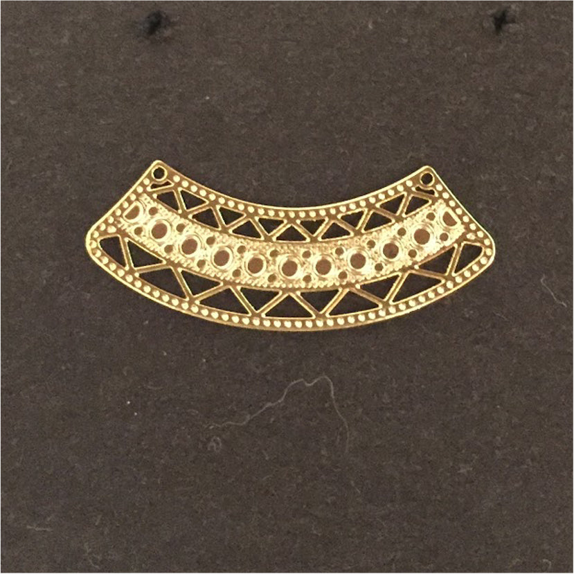 FO136 Figura Calada rectangular Diseños Geométricos 40x12 mm Figura Baño Oro Figuras Bañadas en Oro y Plata hecho de Bronce Bañado en Oro 18K