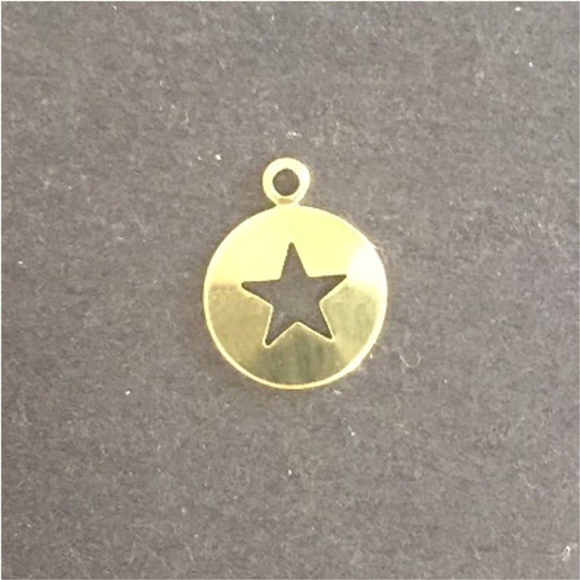 FO203 Medalla Estrella Calada Argolla Figura Baño Oro Figuras Bañadas en Oro y Plata hecho de Bronce Bañado en Oro 18K