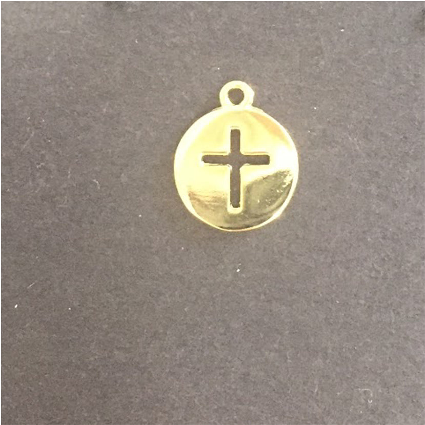 FO209 Colgante Medalla Cruz Calada diá. 20 mm más argollita Figura Baño Oro Figuras Bañadas hecho de Bronce Bañado en Oro 18K Joyas Bañadas en Oro