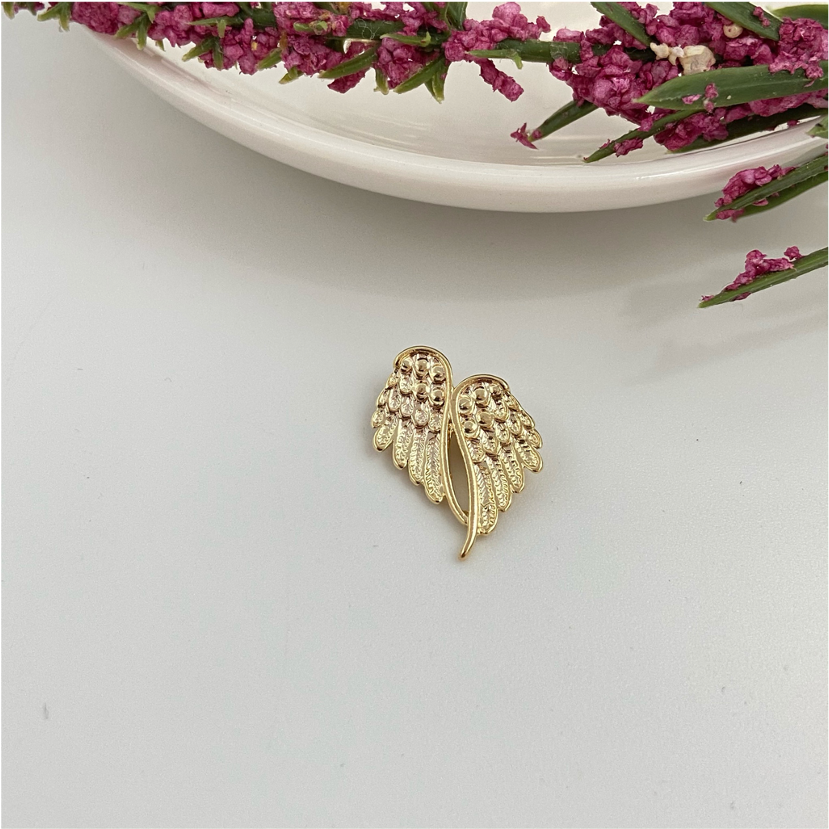 FO223 Colgante Ala Doble 20x15 mm balier trasero Figura Baño Oro Figuras Bañadas en Oro y Plata hecho de Bronce Bañado en Oro 18K