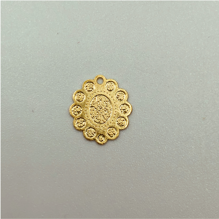 FO275 10 mm Figura Ovalada Bordes Figura Baño Oro Figuras Bañadas en Oro y Plata hecho de Bronce Bañado en Oro 18K