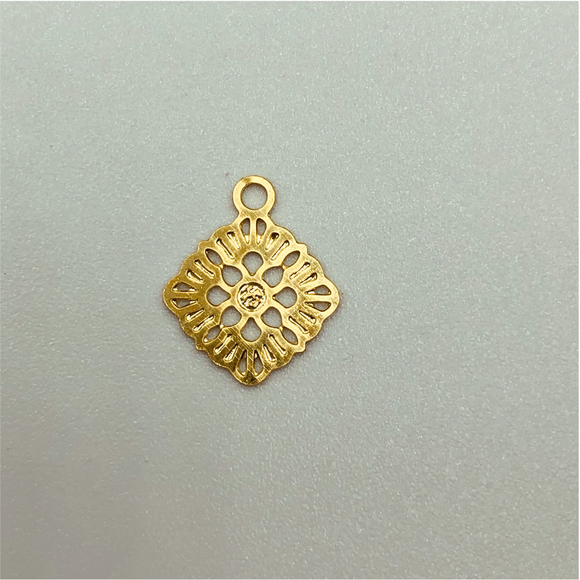 FO277 9 mm colgante rombo mini Figura Baño Oro Figuras Bañadas en Oro y Plata hecho de Bronce Bañado en Oro 18K