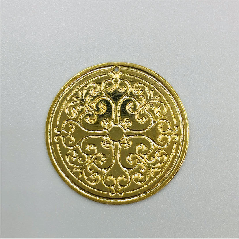 FO308 22 mm mándala sin calar Figura Baño Oro Figuras Bañadas en Oro y Plata hecho de Bronce Bañado en Oro 18K