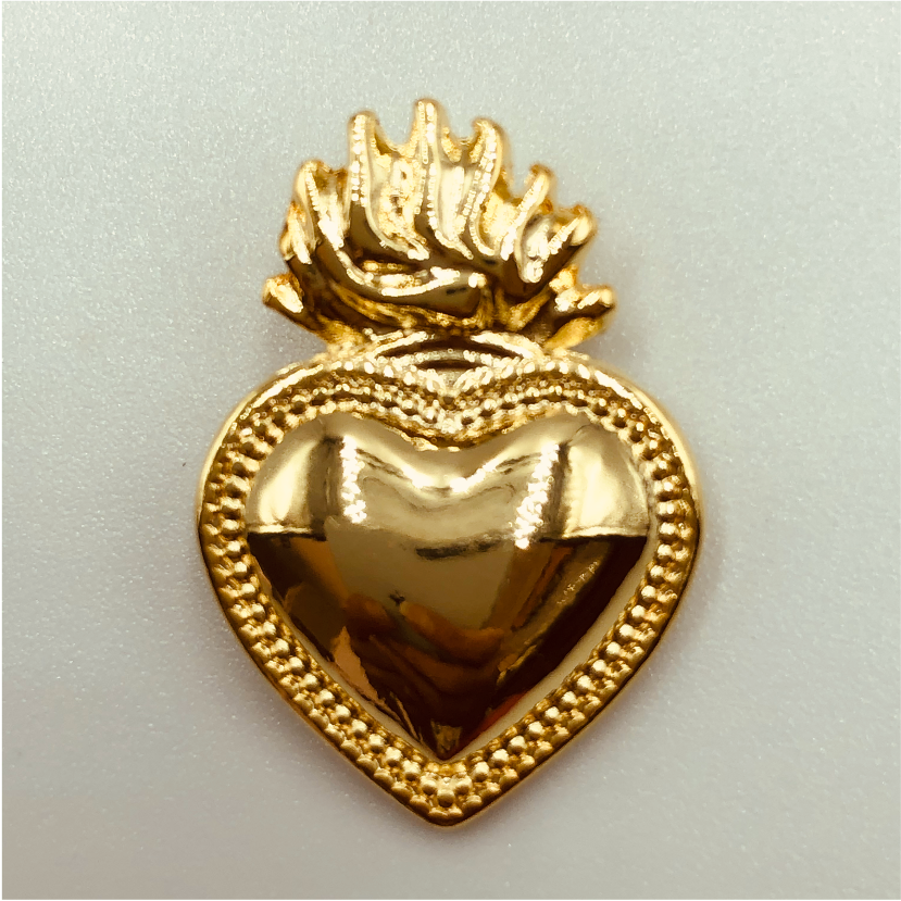 FO376 Detente Llamas 25 x 18 mm Balier Trasero Figura Baño Oro Figuras Bañadas en Oro y Plata hecho de Bronce Bañado en Oro 18K