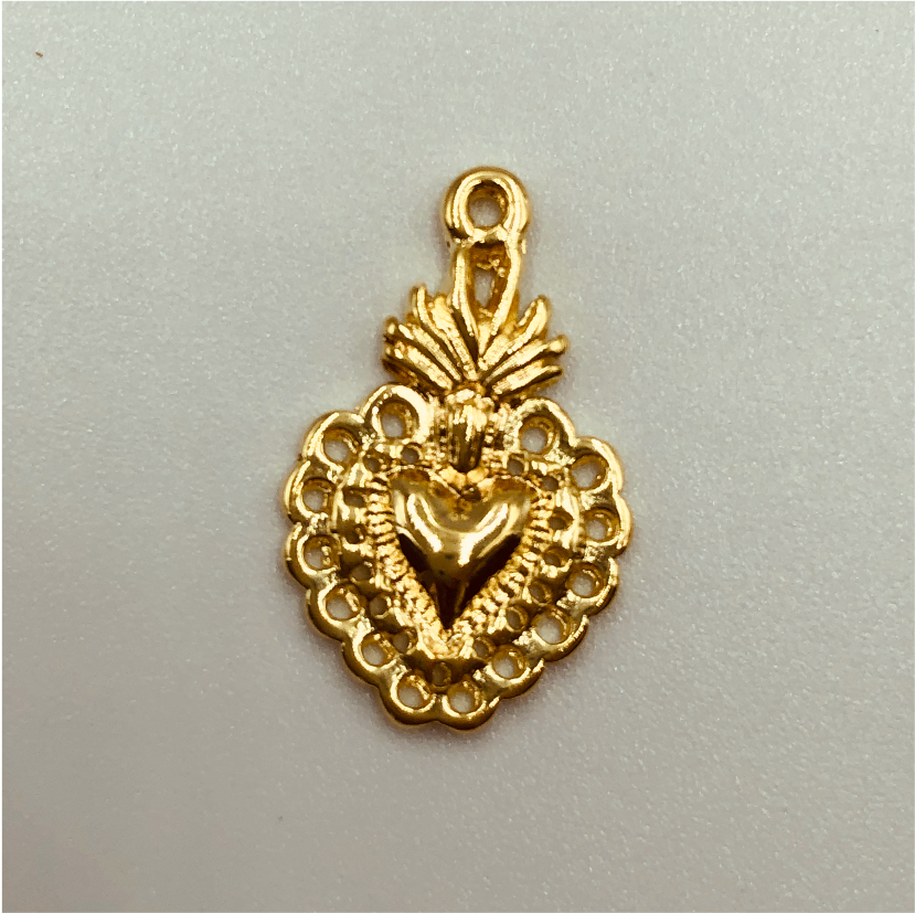 FO378 Detente Bordes Calados 25 x 12 mm Figura Baño Oro Figuras Bañadas en Oro y Plata hecho de Bronce Bañado en Oro 18K