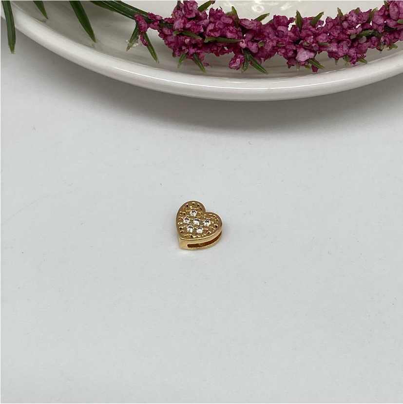 FO386 Colgante corazon circones mini pasado 7 x 6 mm Figura Baño Oro Figuras Bañadas en Oro y Plata hecho de Bronce Bañado en Oro 18K