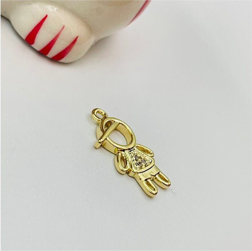 FO389 Niñito Circones 18x10 mm Figura Baño Oro Figuras Bañadas en Oro y Plata hecho de Bronce Bañado en Oro 18K Joyas Bañadas en Oro