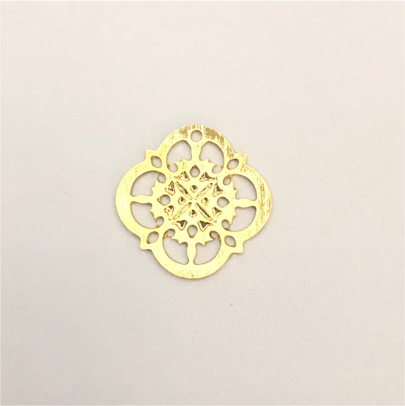 FO406 Mándala Santiago 15 mm (1 perforación) Figura Baño Oro Figuras Bañadas en Oro y Plata hecho de Bronce Bañado en Oro 18K