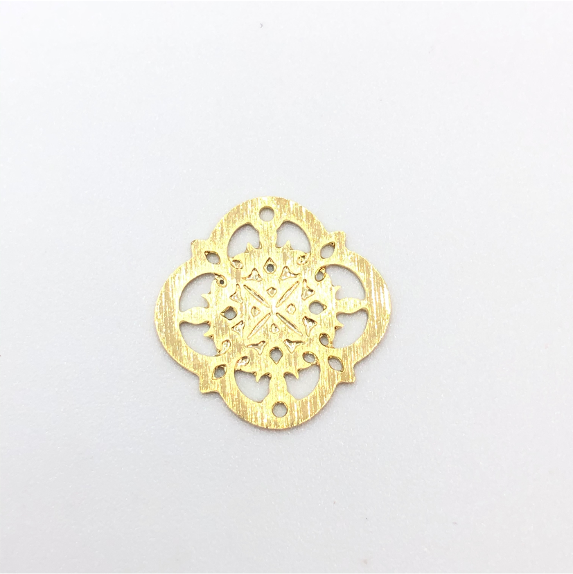 FO407 Mándala Santiago 15 mm (2 perforaciones) Figura Baño Oro Figuras Bañadas en Oro y Plata hecho de Bronce Bañado en Oro 18K