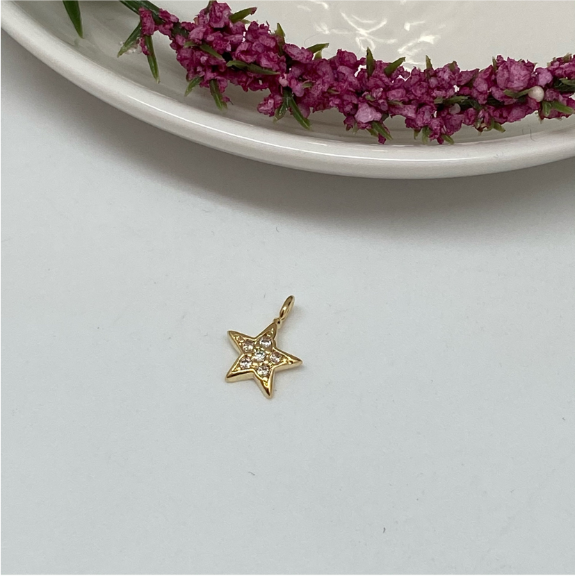 FO423 Estrella Circones 11 x 8 mm Figura Baño Oro Figuras Bañadas en Oro y Plata hecho de Bronce Bañado en Oro 18K