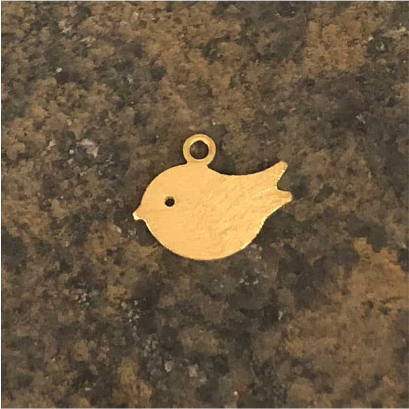 FO430 Pajarito 8 x 7 mm Figura Baño Oro Figuras Bañadas en Oro y Plata hecho de Bronce Bañado en Oro 18K