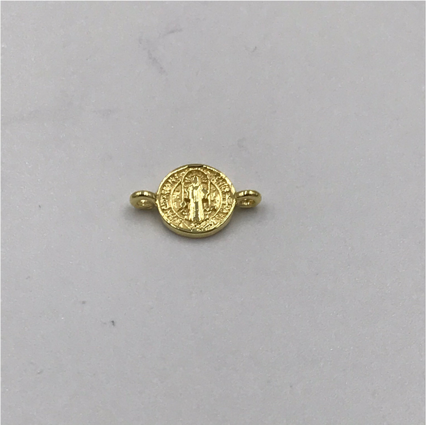 FO436 San Benito Conector 9 mm Figura Baño Oro Figuras Bañadas en Oro y Plata hecho de Bronce Bañado en Oro 18K