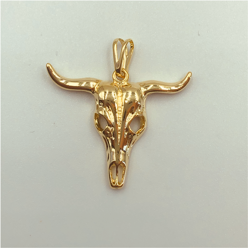 FO460 Cabeza de Buey Figura Baño Oro Figuras Bañadas en Oro y Plata hecho de Bronce Bañado en Oro 18K