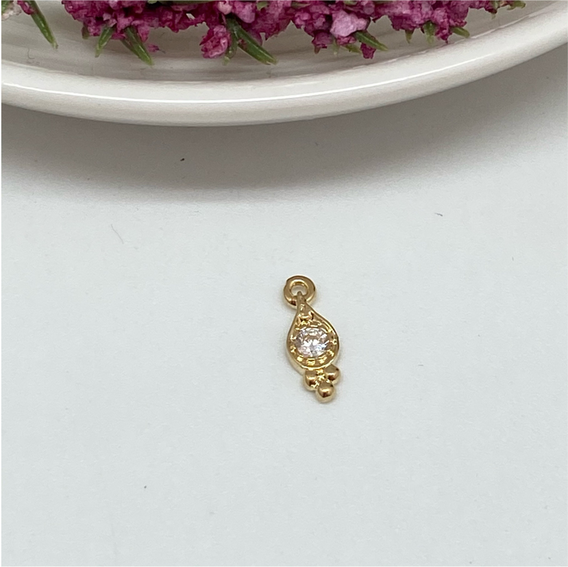 FO465 Colgante Punto de Luz Gota 3 Bolitas 8x4 mm Figura Baño Oro Figuras Bañadas en Oro y Plata hecho de Bronce Bañado en Oro 18K