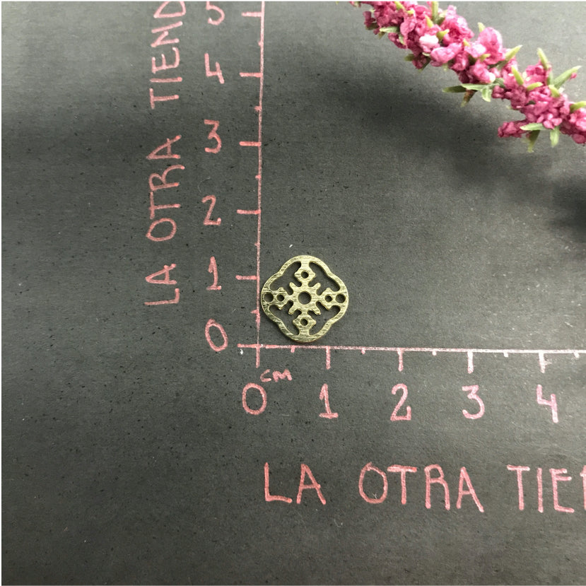 FO504 Figura Imperio Inca Conector Figura Baño Oro Figuras Bañadas en Oro y Plata hecho de Bronce Bañado en Oro 18K