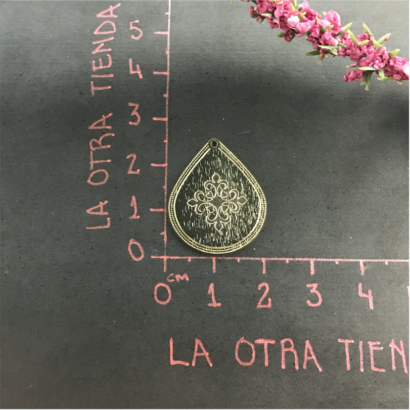 FO520 Gota Flor en Cruz 1 Perforación 20 x 25 mm Figura Baño Oro Figuras Bañadas en Oro y Plata hecho de Bronce Bañado en Oro 18K