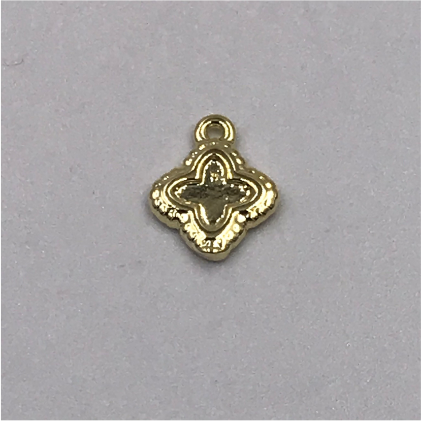 FO569 Flor Trébol Figura Baño Oro Figuras Bañadas en Oro y Plata hecho de Bronce Bañado en Oro 18K