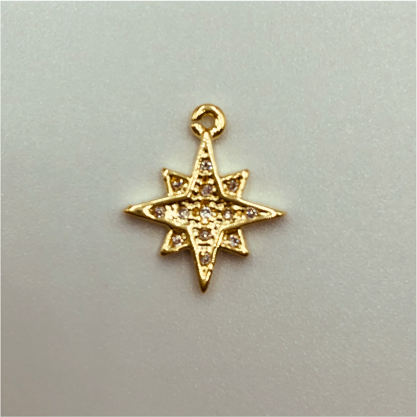 FO578 Estrella Guía Circones 12mm Figura Baño Oro Figuras Bañadas en Oro y Plata hecho de Bronce Bañado en Oro 18K