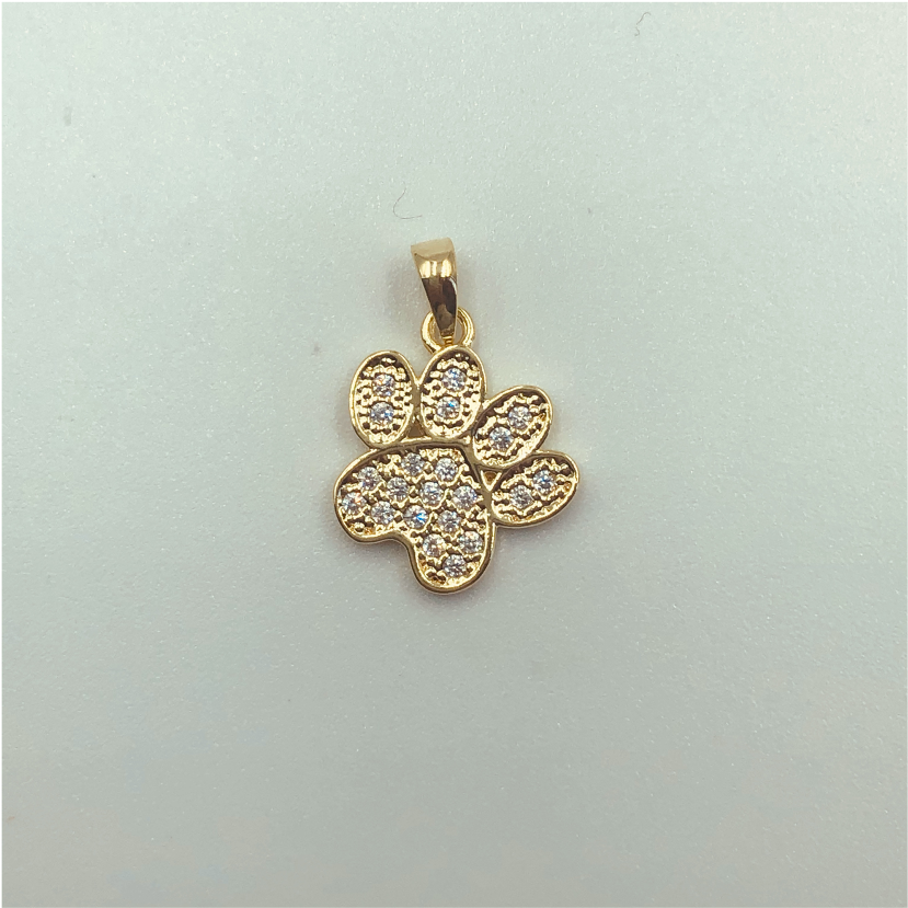 FO580 Colgante Pata de Perro Circones 13 mm Figura Baño Oro Figuras Bañadas en Oro y Plata hecho de Bronce Bañado en Oro 18K