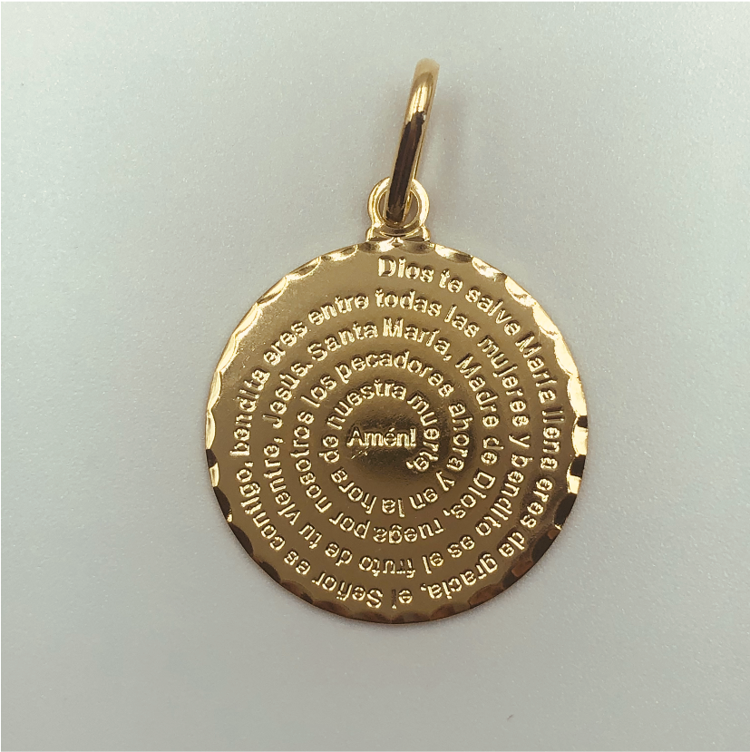 FO582 Ave María 25 mm Figura Baño Oro Figuras Bañadas en Oro y Plata hecho de Bronce Bañado en Oro 18K