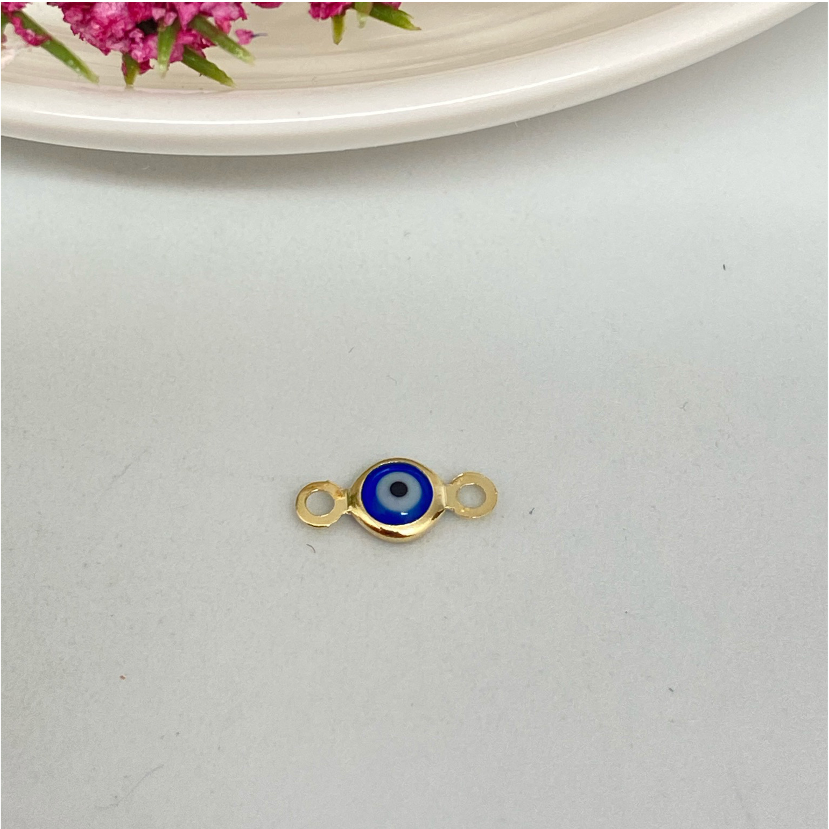 FO600 Conector Ojo Turco Mini 5 mm Figura Baño Oro Figuras Bañadas en Oro y Plata hecho de Bronce Bañado en Oro 18K