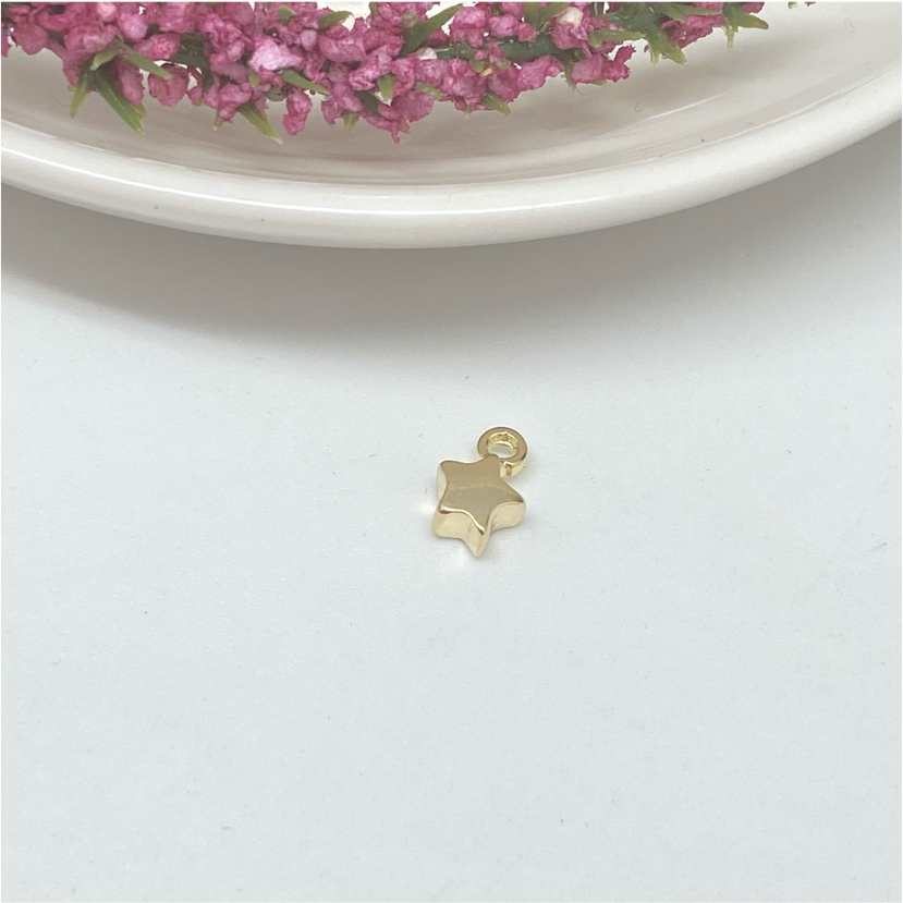 FO602 Estrella Extra Gordita Argolla 6 mm Figura Baño Oro Figuras Bañadas en Oro y Plata hecho de Bronce Bañado en Oro 18K