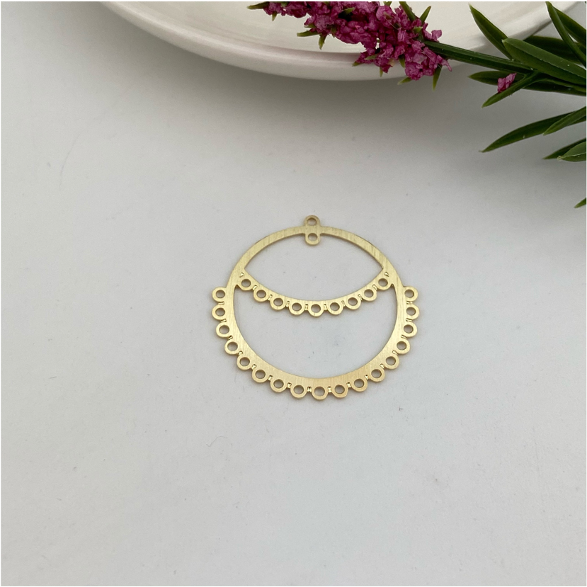 FO610 Argolla Plana con argollitas 29 mm Figura Baño Oro Figuras Bañadas en Oro y Plata hecho de Bronce Bañado en Oro 18K