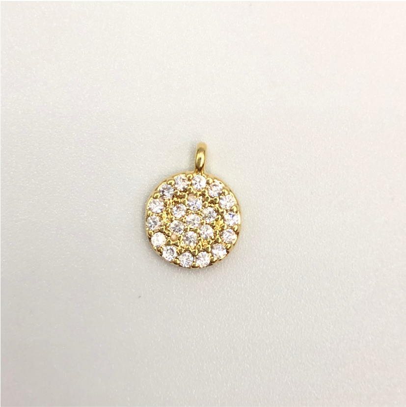 FO623 Colgante Redondo Circones 9 mm Figura Baño Oro Figuras Bañadas en Oro y Plata hecho de Bronce Bañado en Oro 18K