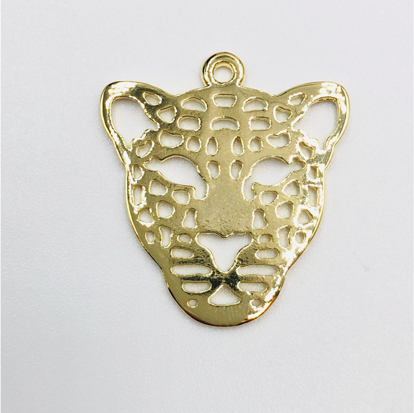 FO642 Colgante Jaguar Mediano 26 mm Figura Baño Oro Figuras Bañadas hecho de Bronce Bañado en Oro 18K Joyas Bañadas en Oro