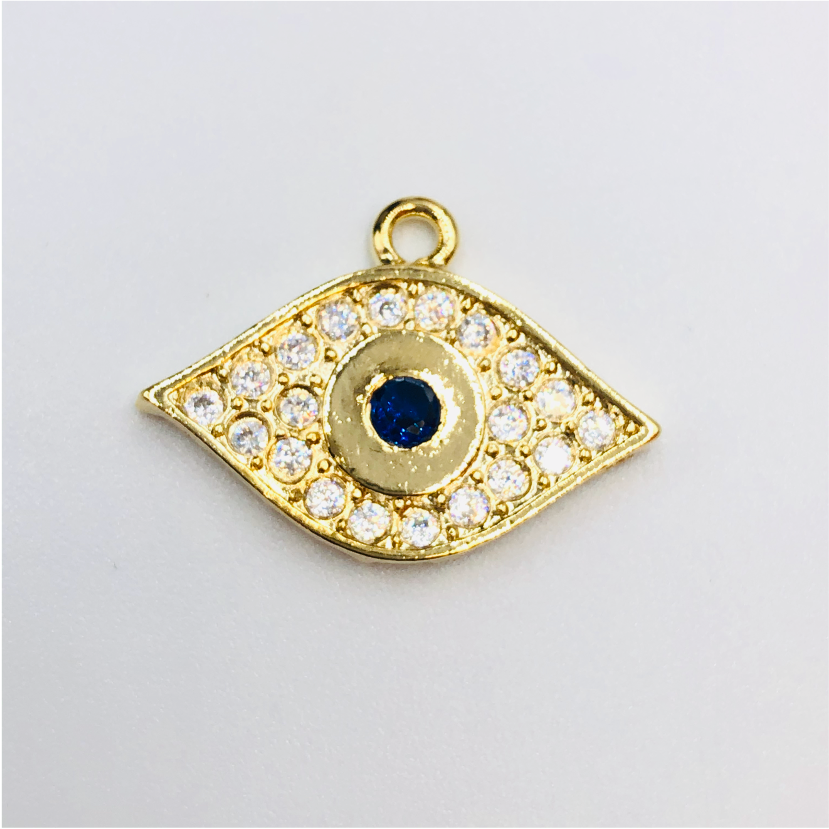 FO643 Colgante Ojo Con Circones 23 x 17 mm Figura Baño Oro Figuras Bañadas en Oro y Plata hecho de Bronce Bañado en Oro 18K