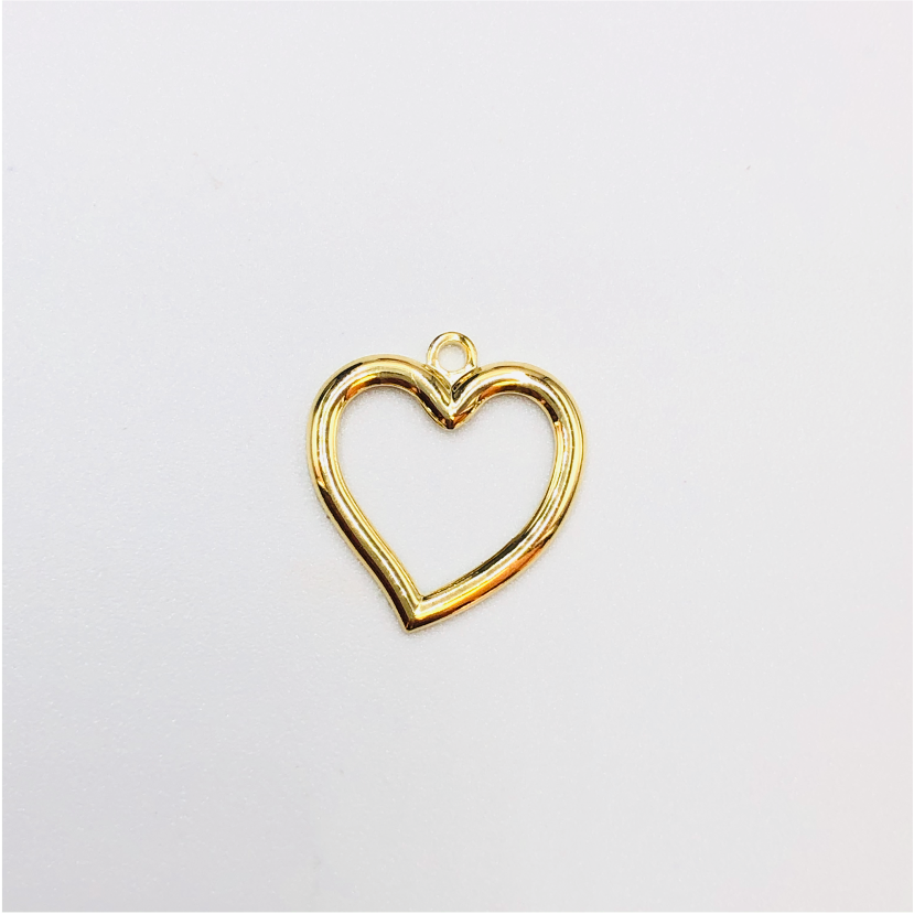 FO652 Colgante Corazon Calado Pequeño 15 x 14 mm Figura Baño Oro Figuras Bañadas en Oro y Plata hecho de Bronce Bañado en Oro 18K