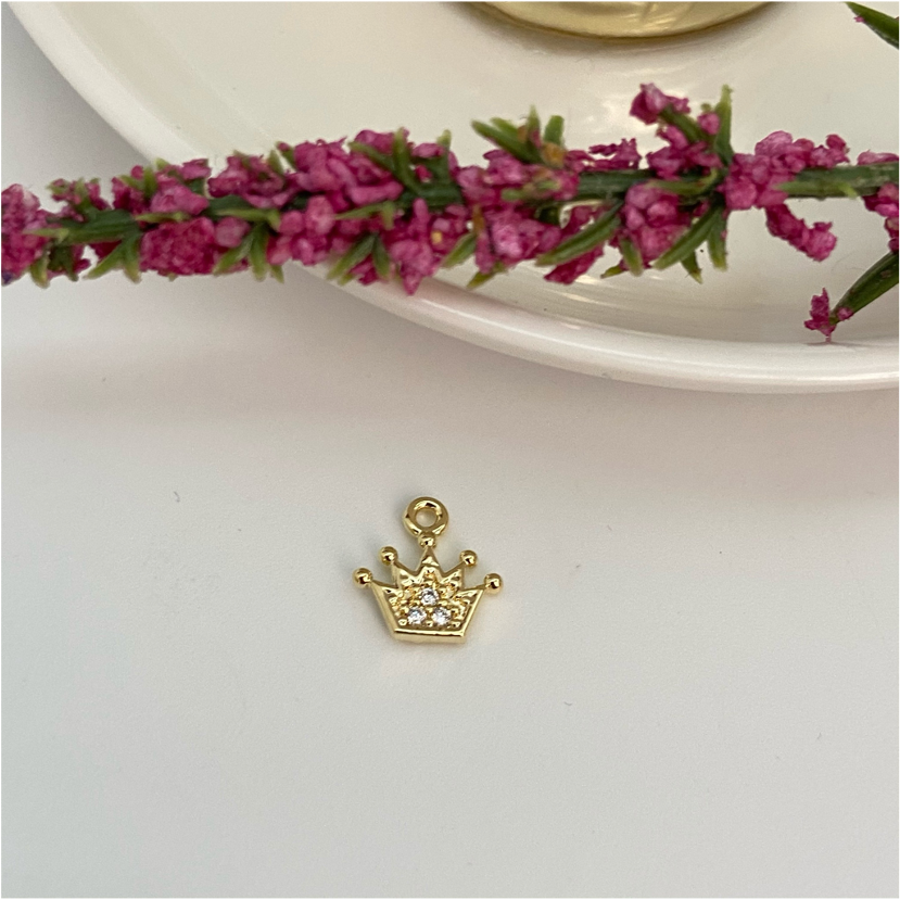 FO670 Colgante Coronita Circones 10 mm Figura Baño Oro Figuras Bañadas en Oro y Plata hecho de Bronce Bañado en Oro 18K