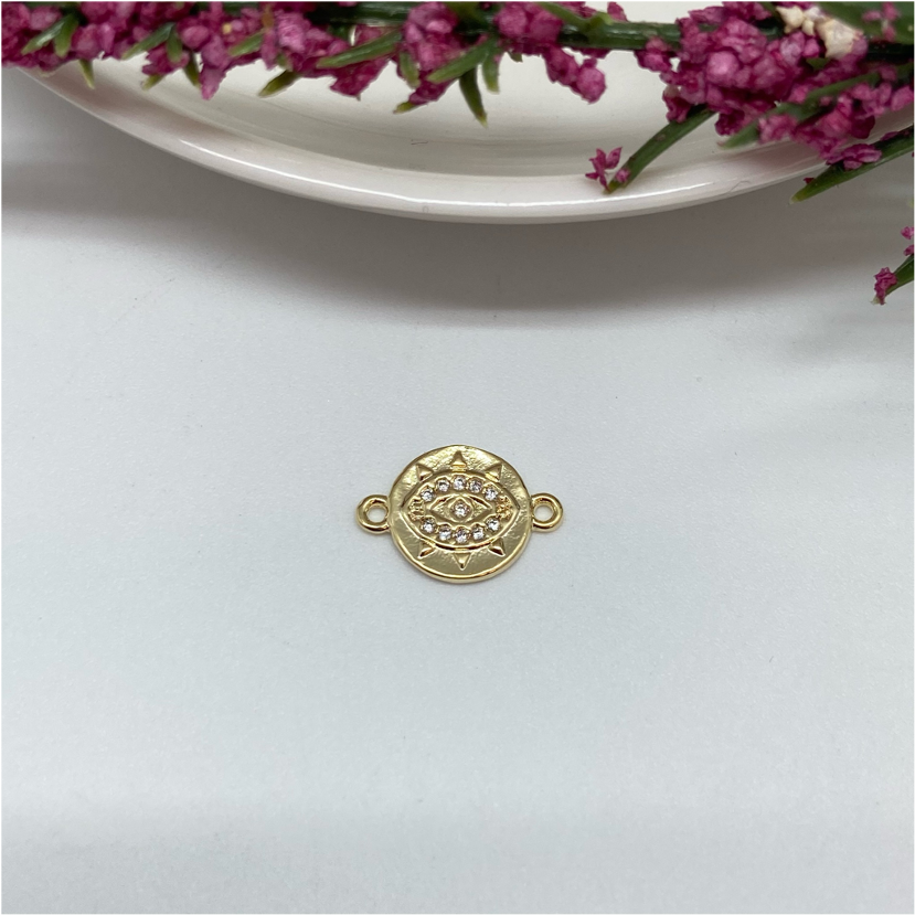 FO675 Ojito Circones Conector Figura Baño Oro Figuras Bañadas en Oro y Plata hecho de Bronce Bañado en Oro 18K
