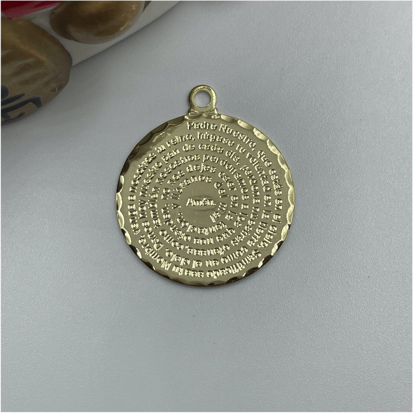 FO678 Padre Nuestro 25 mm Figura Baño Oro Figuras Bañadas en Oro y Plata hecho de Bronce Bañado en Oro 18K Joyas Bañadas en Oro