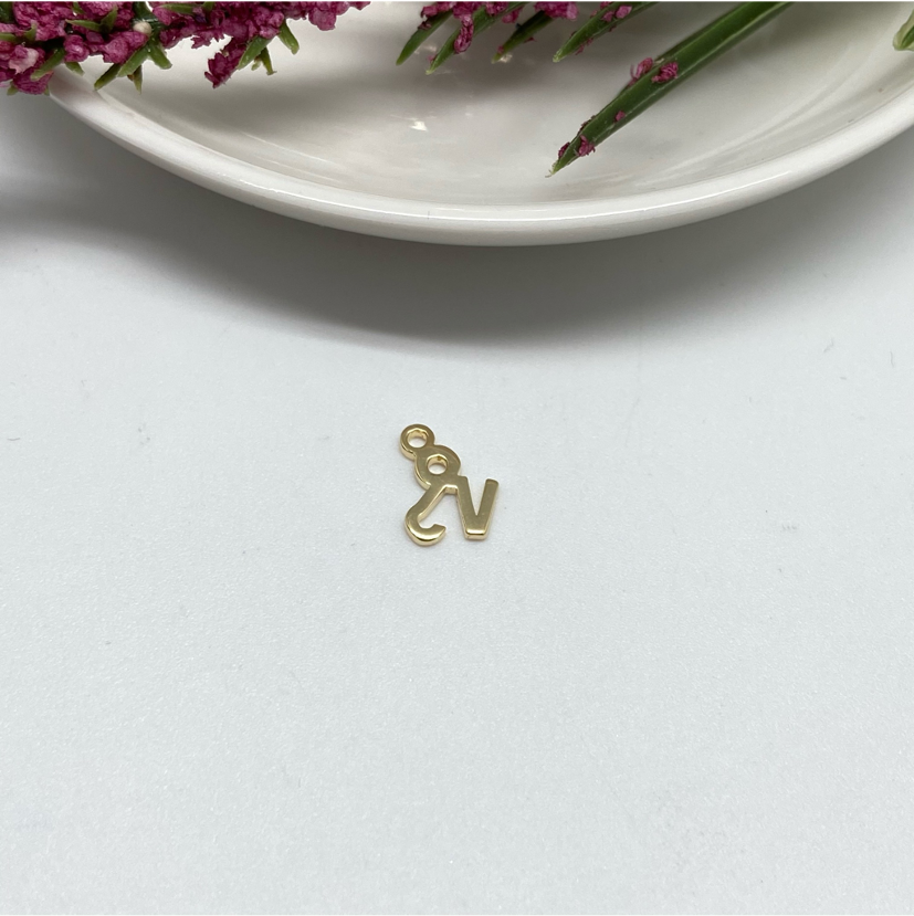 FO717 Capricornio Colgante Signos Zodiaco Mini 14 x 8 mm app Figura Baño Oro Figuras Bañadas en Oro y Plata hecho de Bronce Bañado en Oro 18K