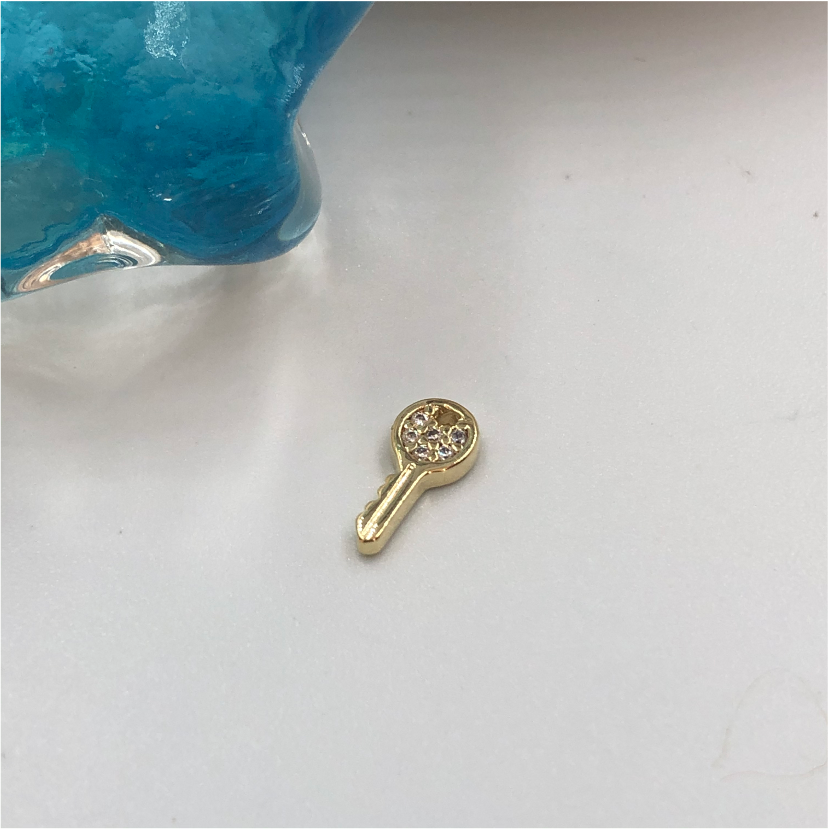 FO720 Mini Llave Circones 9 x 4 mm Figura Baño Oro Figuras Bañadas en Oro y Plata hecho de Bronce Bañado en Oro 18K