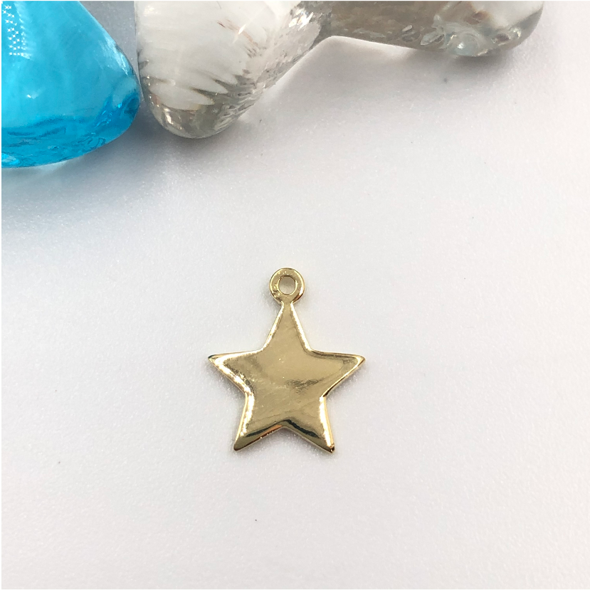 FO731 Estrella con argollita 12 mm Espesor 1 mm Figura Baño Oro Figuras Bañadas en Oro y Plata hecho de Bronce Bañado en Oro 18K